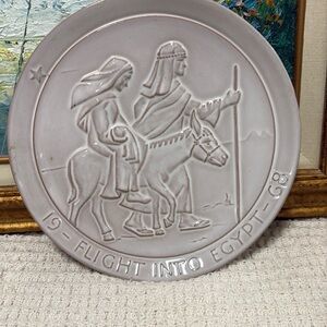 1968 Frankoma Christmas Plate, Flight Into Egypt, Frank, Vintage Frankoma Plate